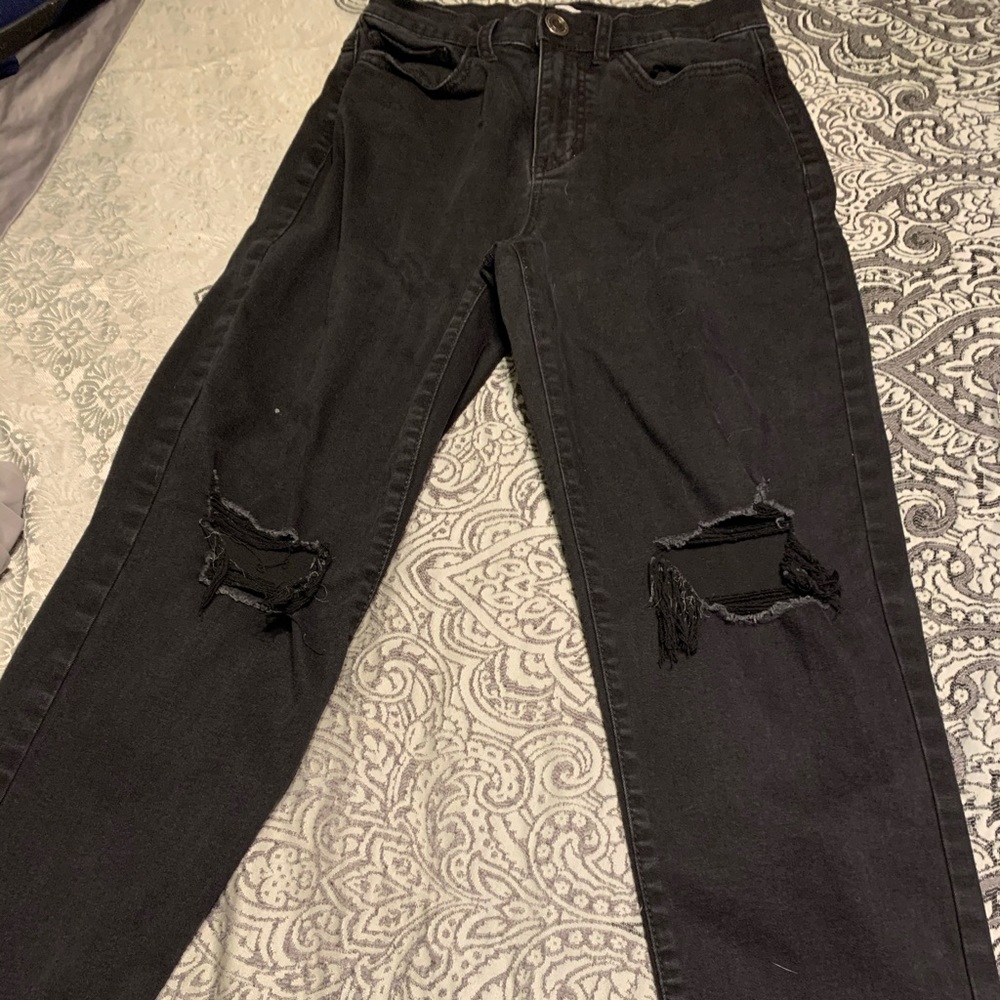 black high waisted mom jeans